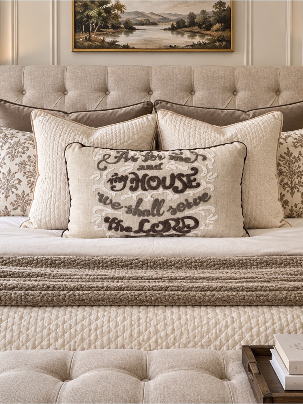 Decorative Faith Lumbar Neutral Tones Pillow